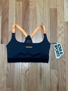 Love & Sports Black Sports Bra with Orange Straps